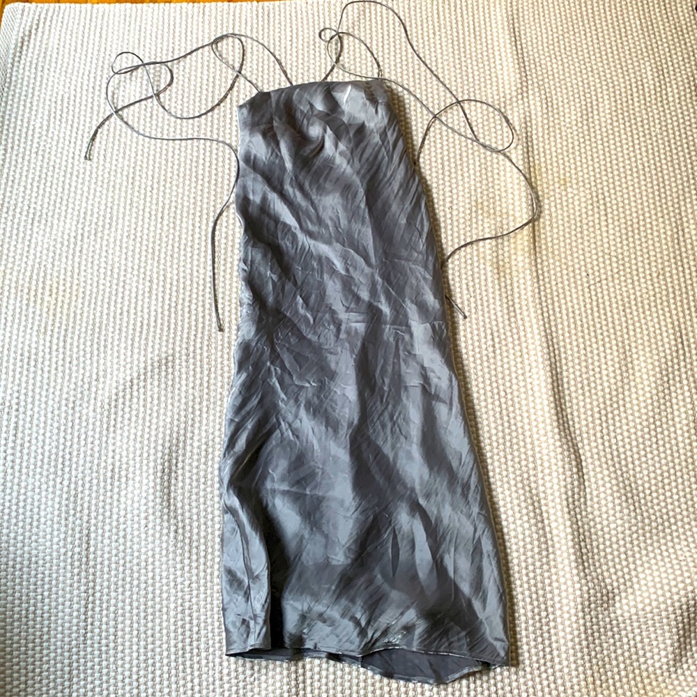 H&M brand, midi silver dress with laces, size 6